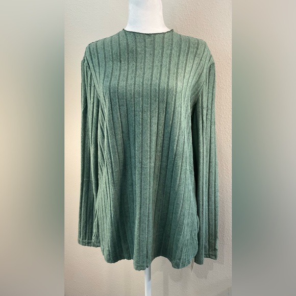 Classic Fashion Fitted, Ribbed Long Sleeve Sweater - Green - Picture 7 of 10